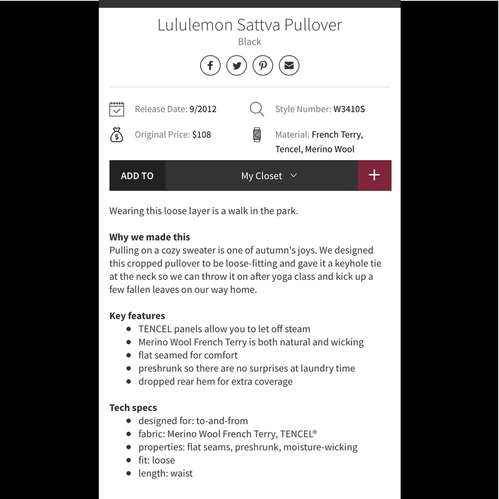 🖤Lululemon Sattva Pullover Top-10🖤 - Picture 15 of 16